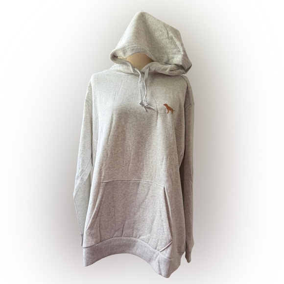 Victoria’s Secret Pink Lounge Campus Pullover Hooded Sweatshirt Grey w/Dog Logo - Picture 11 of 11